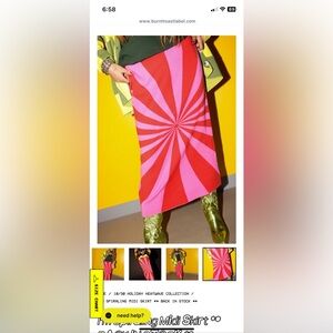 ISO (not for sale!): Burnt Toast I'm Spiraling Midi Skirt in pink and red